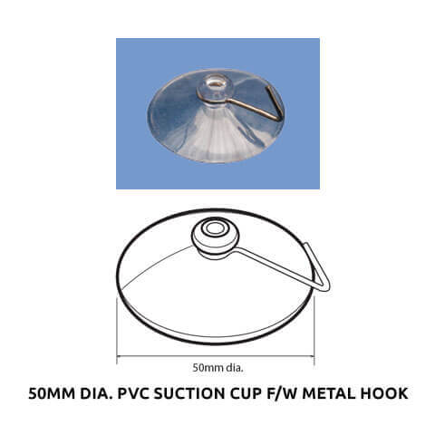 Plastic Fabrication | Cnc Laser Cutting | Gold Coast | Plastics Online | 50mm Dia. Pvc Suction Cup F W Metal Hook