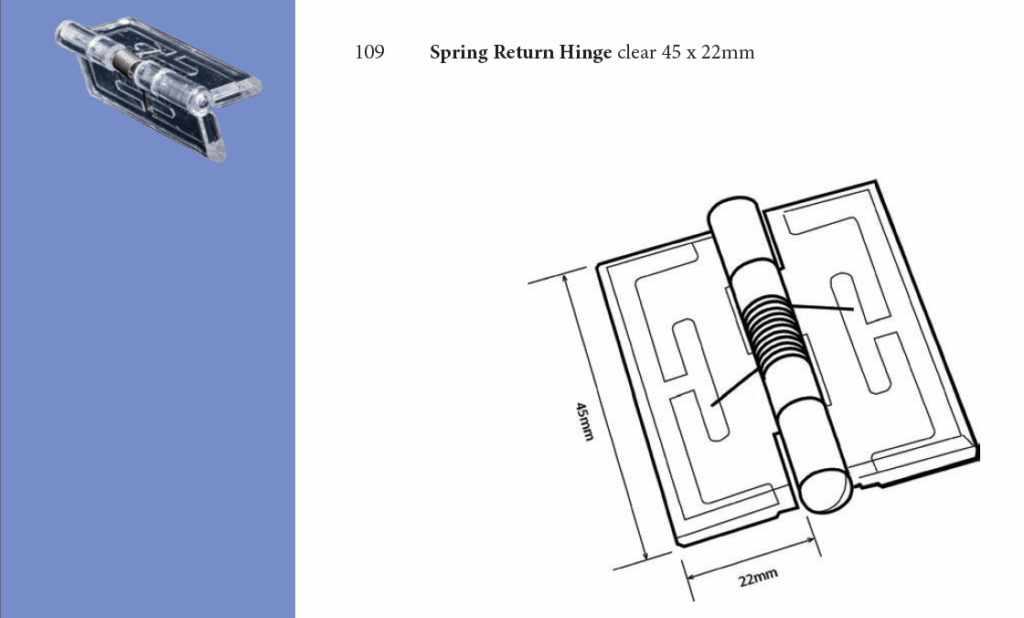 Spring Return Hinge 45mm X 22mm | Plastic Online