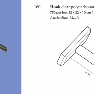 Hook clear polycarbonate 25mm