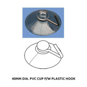 40mm dia. PVC cup f/w plastic hook